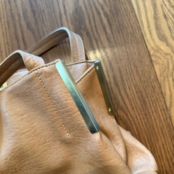 Madison West Classic Tan Shoulder Purse w/ Metal Accents - Picture 8 of 11